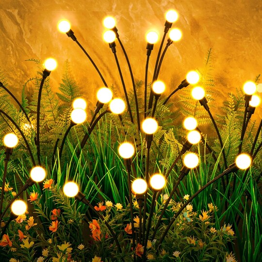 Greentek; 4 Pack Solar Garden Lights Outdoor with 32 LED Swaying Firefly Lights Waterproof Solar Landscape Lights for Patio Yard Lawn Walkway Garden Outdoor Decorative Lighting; Category:Pathway Lighting; Image:1